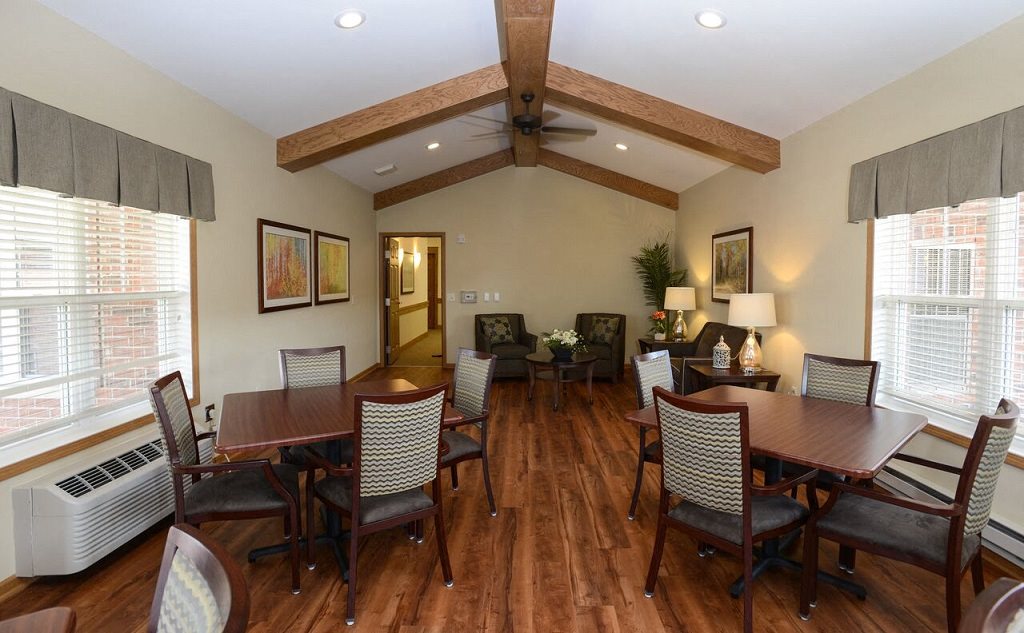 Large Community Room With Board Games at Highlands at Riverwalk Apartments 55+, Mequon, WI,53092